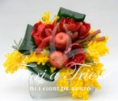 Bouquet con amarillis e mimosa