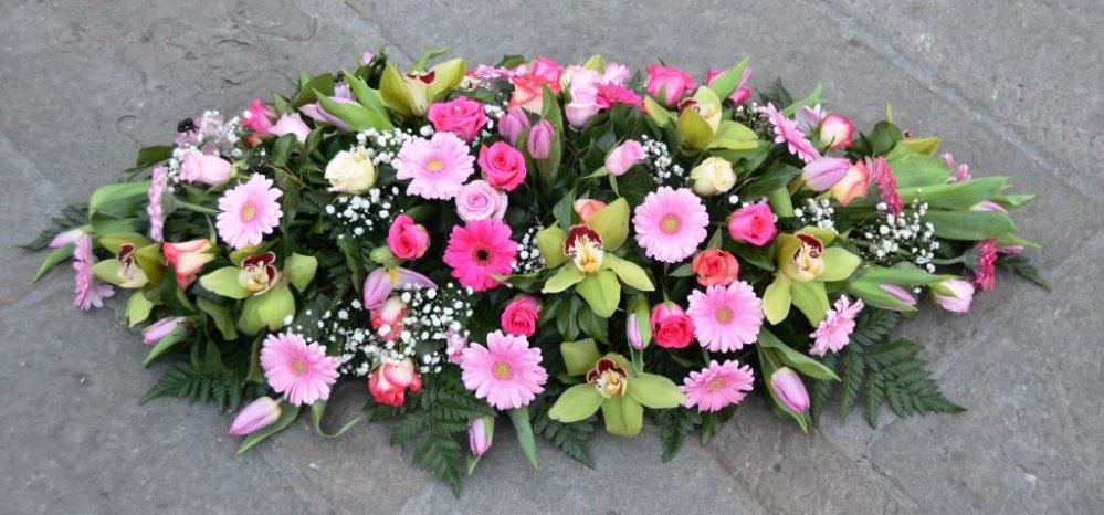 cuscino per funerale bianco e rosa