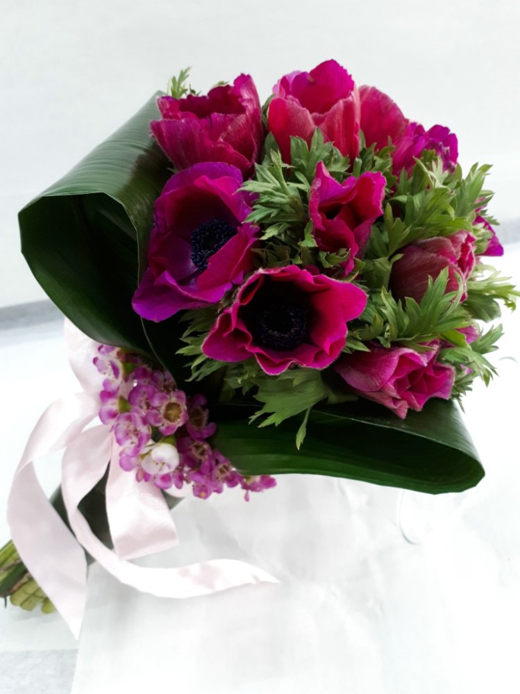 Bouquet di anemoni fucsia