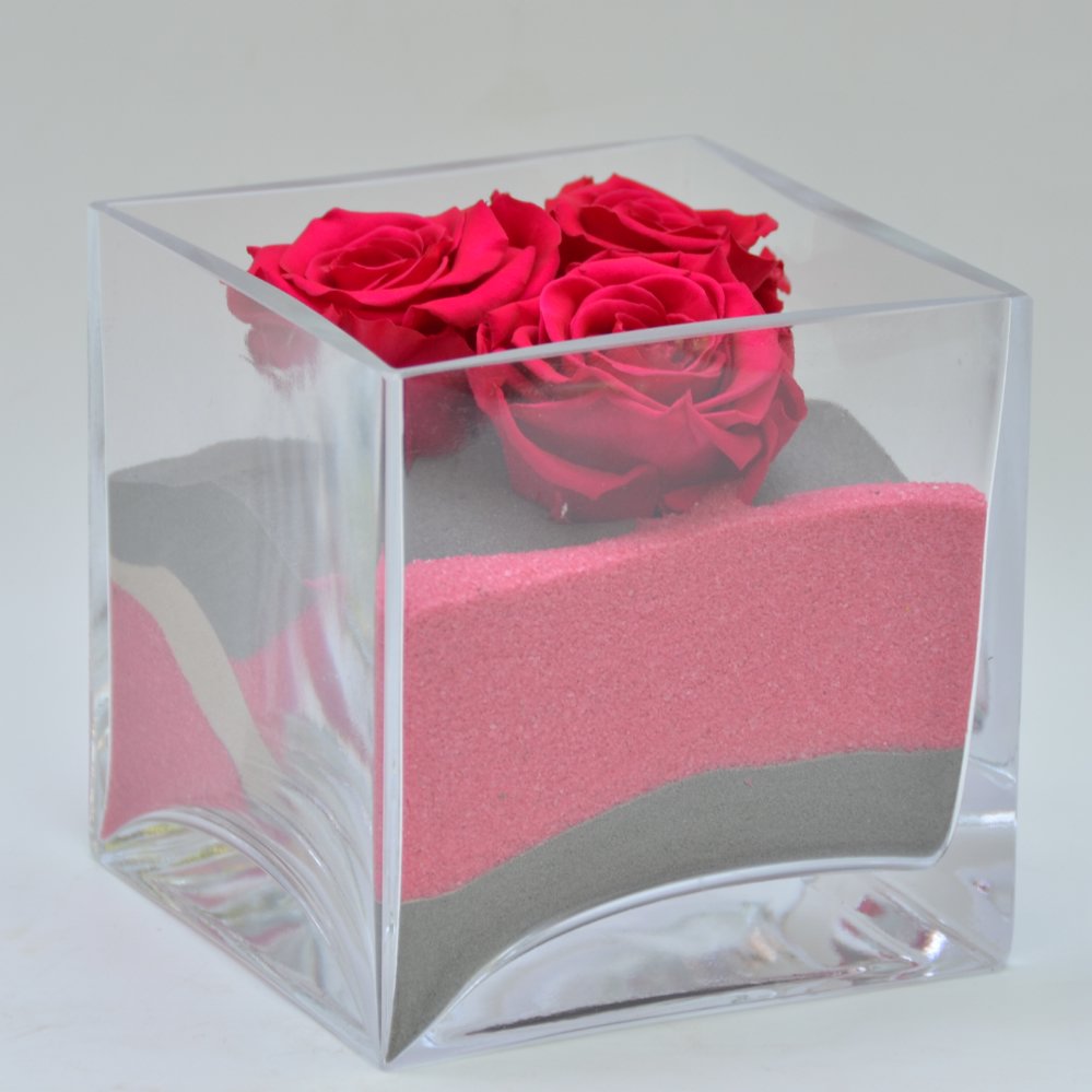 Vetro con rose stabilizzate