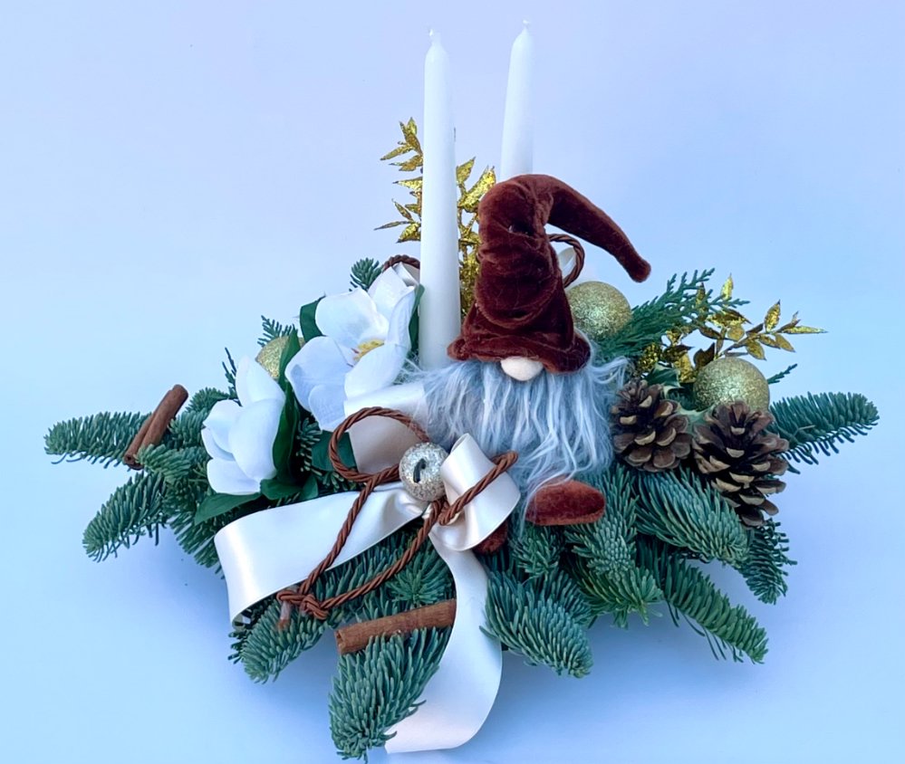 Foto Centro tavola gnomo bianco
